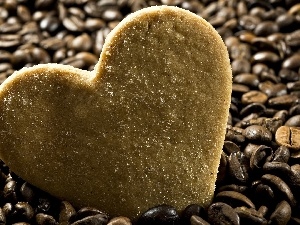 Heart teddybear, cake, coffee, grains