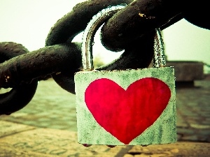 padlock, Heart, chain