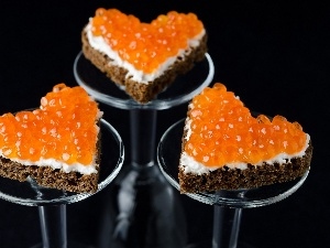 sandwiches, heart, caviar