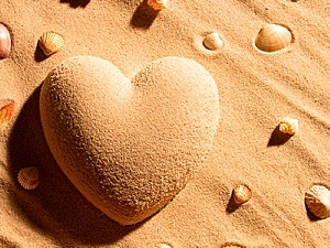 Shells, Heart, Sand