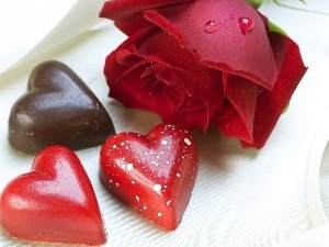 hearts, Chocolates, red hot, rose