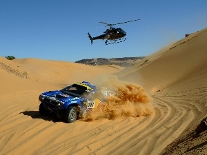 Helicopter, Touareg, Dakar Rally, Desert, Volkswagen