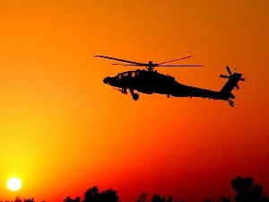 sun, Helicopter, west