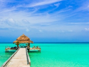 Home, pier, Sky, sea