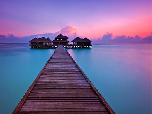 boutique hotels, pier, Great Sunsets, Maldives, Tropical, sea