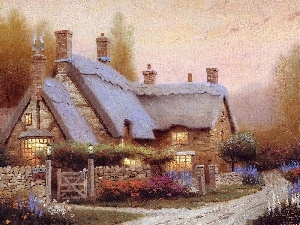 manor-house, Thomas Kinkade, picture