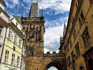 Houses, Monument, Prague, Charles Bridge