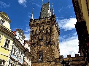 Houses, tower, Prague, Sights, Charles Bridge