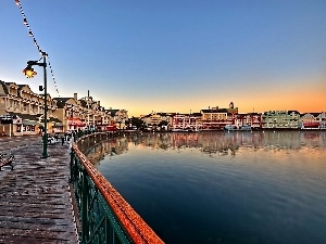 Houses, wharf, dawn, Gulf