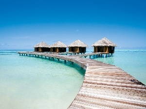 pier, Houses, sea