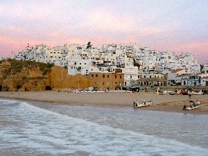 Houses, sea, Portugal, Albufeira