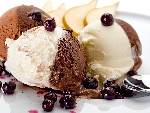 cherries, ice cream