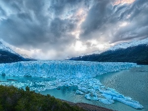 Ice, mountains, clouds, Mountains