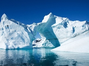 mountains, Ice, sea