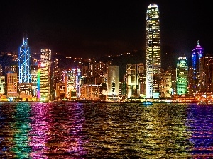 illuminated, Town, Hong Kong