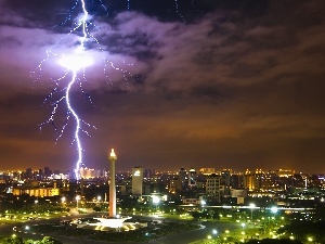 indonesia, Jakarta, lightning, Merdeka Square
