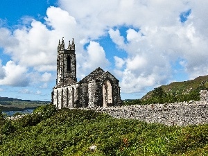 Ireland, clouds, Church, White