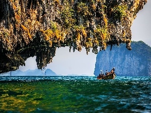 rocks, Islands, sea, bath-tub, Thailand, Gulf
