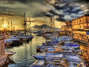 Italy, Neapol, Harbour, Boats