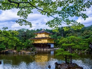 Japan, Kioto, Golden, Pond - car, pavilion