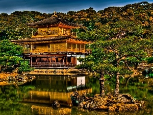 Japan, lake, trees, viewes