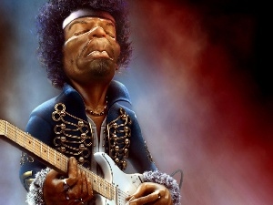 Jimi Hendrix, Guitar, caricature