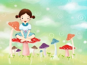 toadstools, joy, Kid