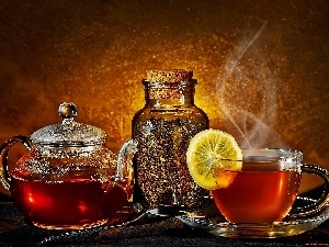 jug, Lemon, hot, cup, tea