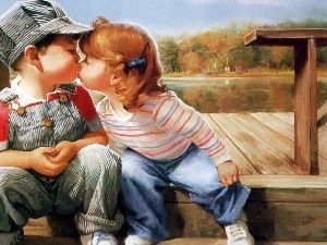 kiss, first, girl, boy