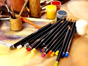 Paints, kit, crayons