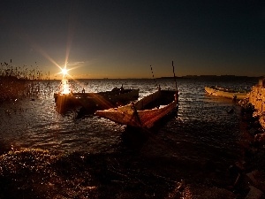 Lajbs, rays, west, lake, sun