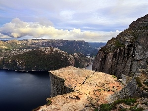 canyon, lake, landscape