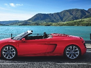 lake, Way, Audi, Mountains, Spyder