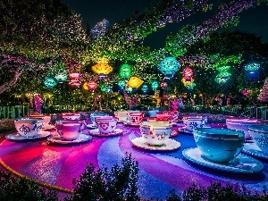 Lanterns, Disneyland, cups, Park, HDR, entertainment