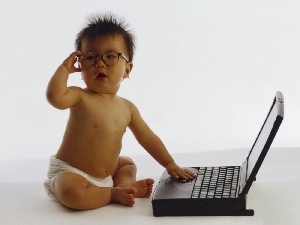 Glasses, laptop, Kid