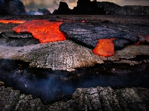 Lava, rocks