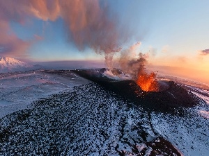 smoke, Lava, volcano
