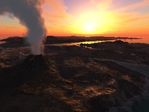 smoke, Lava, volcano