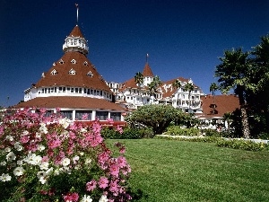 Lawn, Flowers, Hotel hall, Coronado
