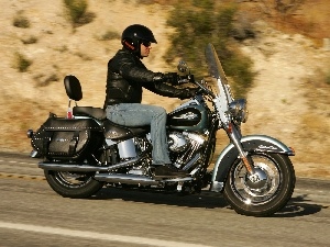 leathers, panniers, Harley-Davidson Softail Heritage