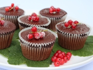 leaves, currants, Muffins, chocolate