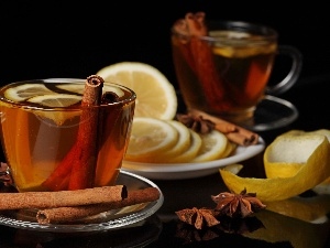 Lemon, carambola, tea, blur, cinnamon