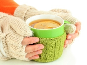 Lemon, tea, hands, Cup