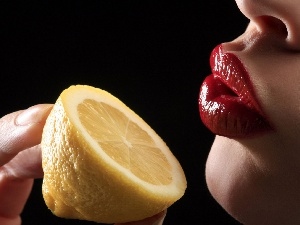 lips, Lemon, Women
