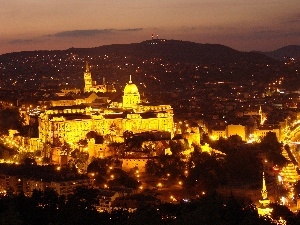 light, Night, Budapest, Town