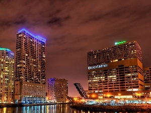 light, Night, Chicago, skyscrapers