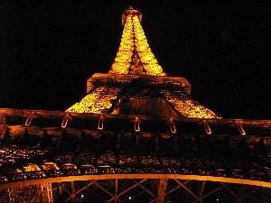 light, Night, France, Eiffla Tower