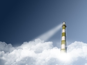 light, streak, Lighthouse, clouds