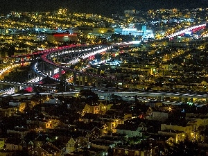 light, Night, panorama, town