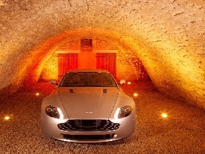 garage, lighting, Aston Martin V8 Vantage S